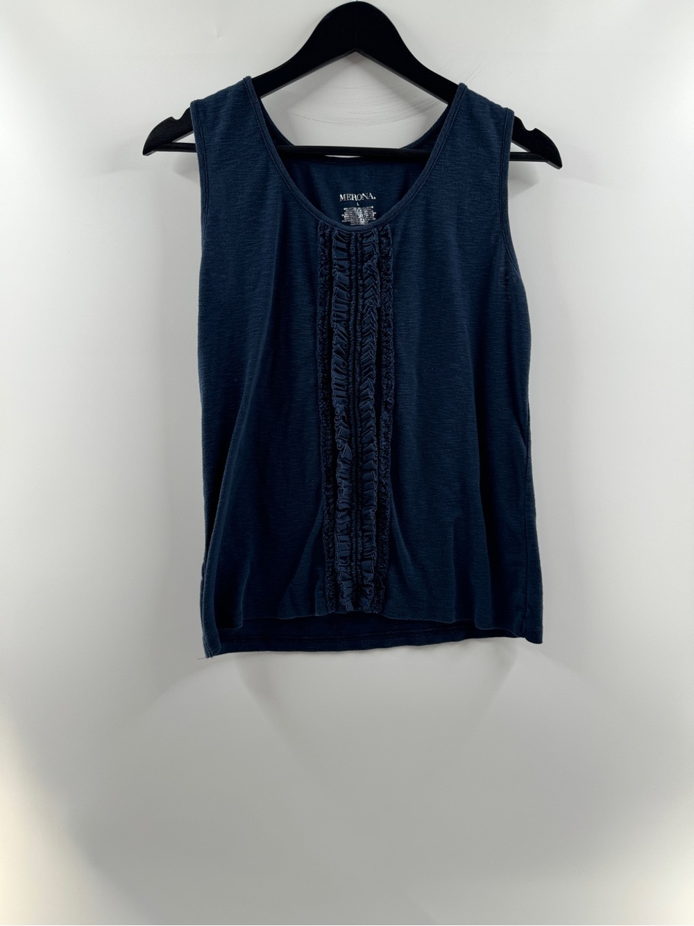 Merona Navy Blue Ruffle Front Tank Top – Women’s Large